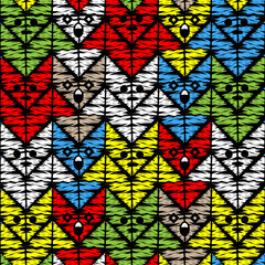 Seamless pattern with colorful cat. Design for wall decoration, postcard, poster, brochure, shirt, etc.