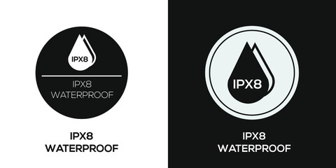 Creative (waterproof IPX8) Icon, Vector sign.