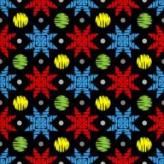 Seamless pattern with star and circle. Design for wall decoration, postcard, poster, brochure, shirt, etc.