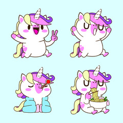 Cute Unicorn Doodle Sticker, Unicorn Illustration