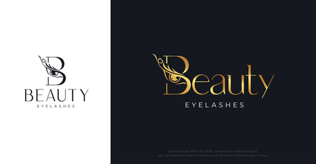 beauty lash minimal typography logo design - obrazy, fototapety, plakaty