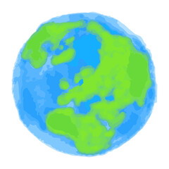 かわいい手描きの地球の落書き風アイコン（ヨーロッパ・ウクライナ中心）