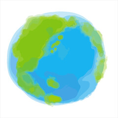 かわいい手描きの地球の落書き風アイコン（北半球）