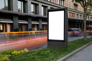 Blank billboard in the city traffic,copy space.Advertisement