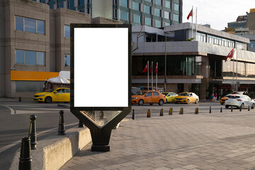 Blank billboard in the city traffic,copy space.Advertisement - obrazy, fototapety, plakaty