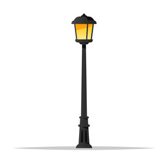 Vintage street lamp post vector isolated illustration