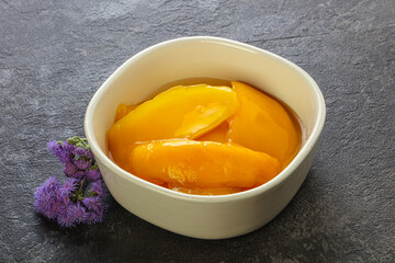 Sweet canned tropical fruit mango