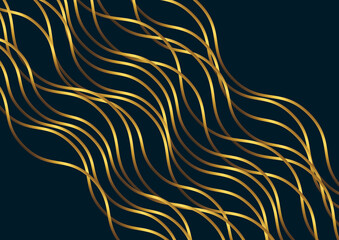 Dark blue abstract wave background with glitter golden lines. Luxury and elegant style template design. Modern simple overlap wave layers elements. Vector