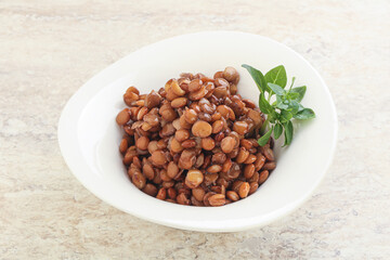 Boiled lentil in the bowl