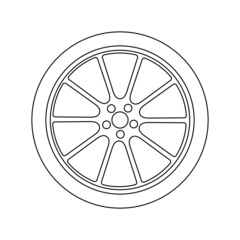 Obraz premium Wheel vector icon isolated on white background