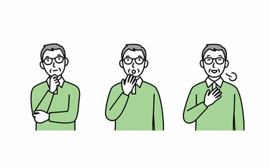 表情のバリエーションイラスト（おじいちゃん）