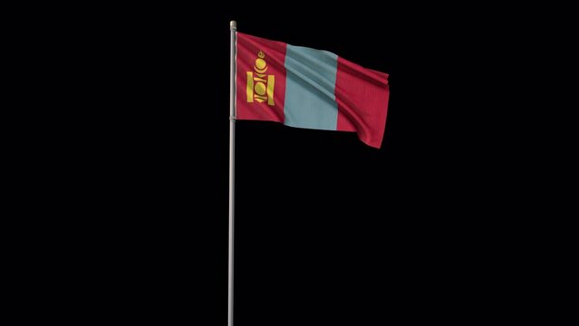 Mongolia flag, 4k video background is transparent