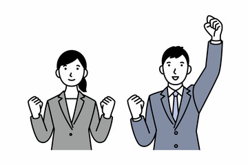 ガッツポーズ　人物　スーツ