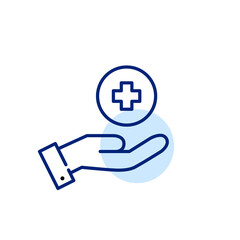Healthcare insurance. Medical coverage. Pixel perfect, editable stroke line icon