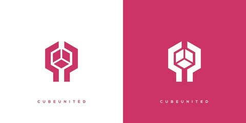 Modern and attractive cube united logo design