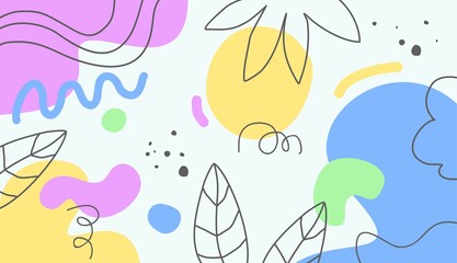 Hand drawn doodle shapes and floral vector background