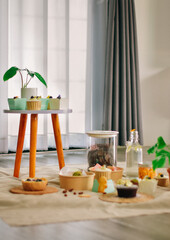 For dessert, a tasty treat, place on a soft, light creamy fabric