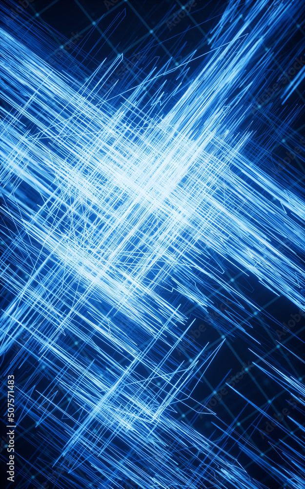 Poster random sketch lines background, 3d rendering.