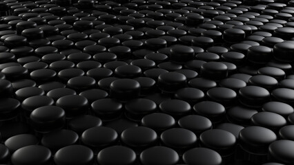 3D Rendering Lots of Round Bar Black Circle 3D Illustration Abstract Background