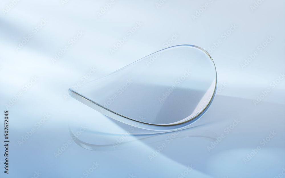 Poster curve glass with light illuminated, 3d rendering.