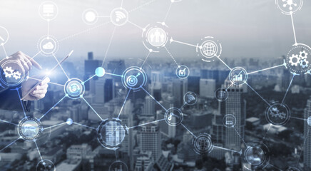 Workflow organisation structure on virtual screen. Business structure