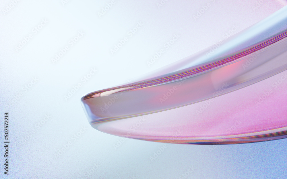 Poster curve glass with light illuminated, 3d rendering.