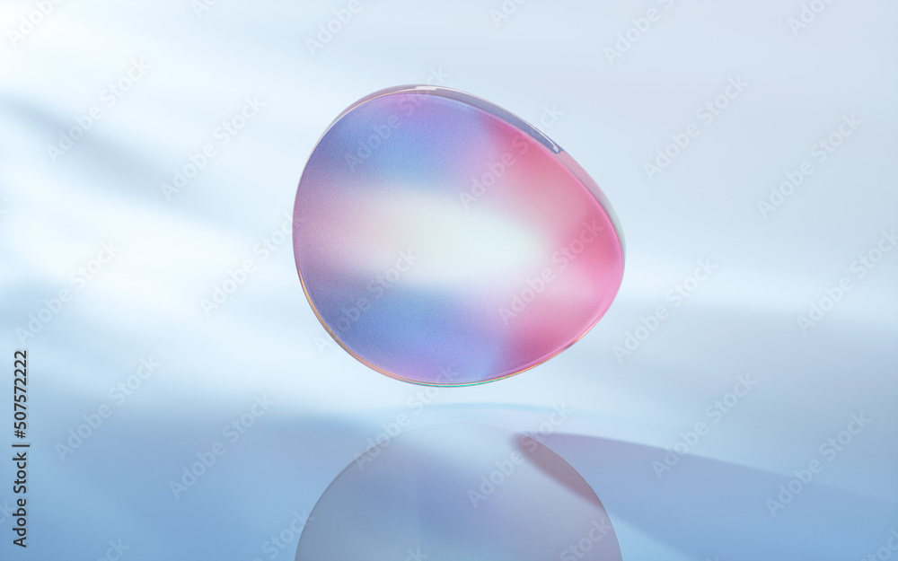 Poster curve glass with light illuminated, 3d rendering.