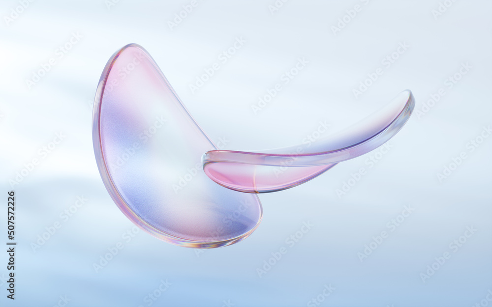 Poster curve glass with light illuminated, 3d rendering.