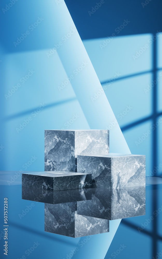 Aufkleber empty stage with light from window, 3d rendering.