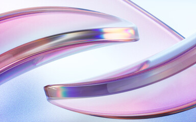 Curve glass with light illuminated, 3d rendering.