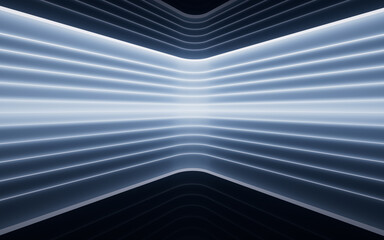 Empty dark room with glowing lines effect, 3d rendering.