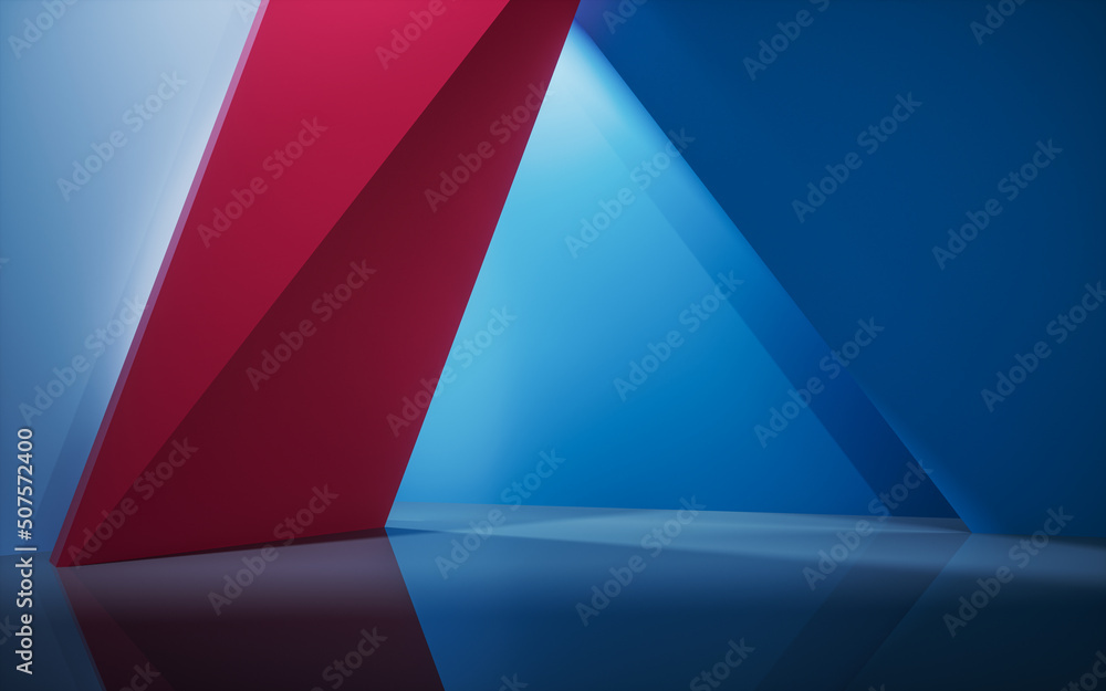 Poster empty room with geometric structure, 3d rendering.