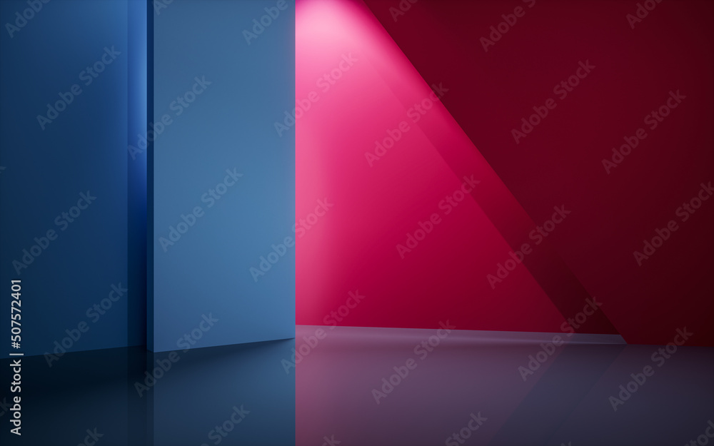 Poster empty room with geometric structure, 3d rendering.