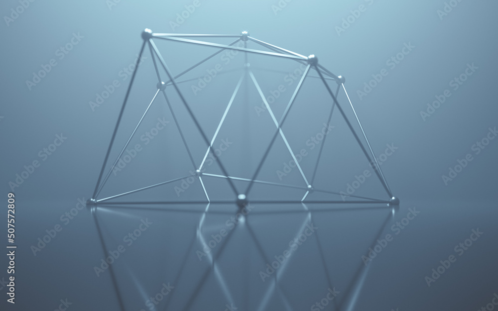 Poster geometry structure with fog scene, 3d rendering.