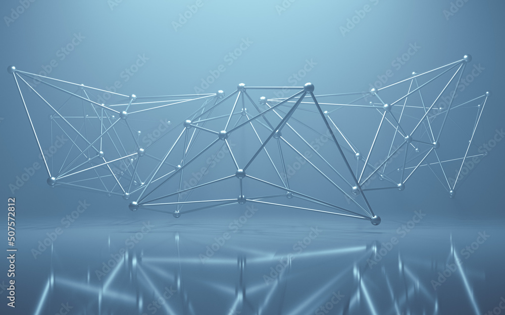 Poster geometry structure with fog scene, 3d rendering.