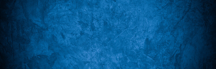 Old wall pattern texture cement blue dark abstract  blue color design are light with black gradient background.