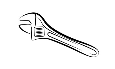 Adjustable wrench vector isolated on white. Open-ended wrench with moveable jaw. Mechanic tool.