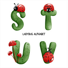 ladybug watercolor alphabet. Vector illustration © ChonnieArtwork 