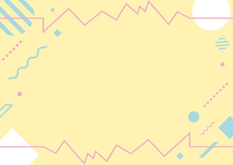 可愛らしい配色の波形幾何学フレーム