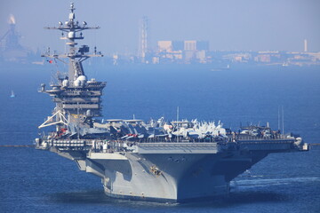 Yokosuka Kanagawa Pref, Japan - 2021 Aug 28 : USS Carl Vinson (CVN-70) Nimitz-class nuclear-powered...