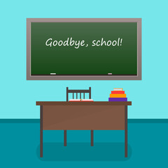 Goodbye, school! The blackboard and the teacher's desk