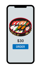 Sushi plate - Purchase screen of the food ordering application