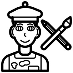Artist line icon,linear,outline,graphic,illustration