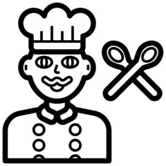 Chef line icon,linear,outline,graphic,illustration