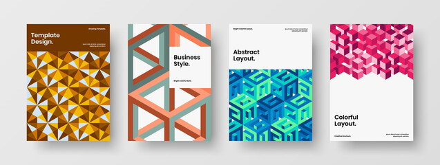 Amazing cover design vector template composition. Minimalistic geometric pattern brochure layout set.