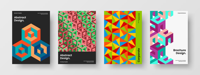 Modern presentation design vector layout collection. Simple mosaic hexagons catalog cover illustration composition.