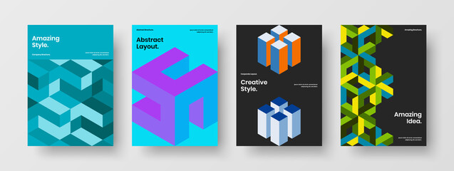 Fresh mosaic hexagons book cover illustration composition. Modern presentation vector design template collection.