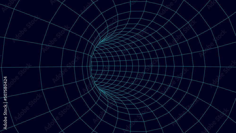 Aufkleber futuristic abstract frame tunnel. 3d hole grid background. for website and banner design. big data v