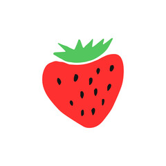 strawberry. hand drawn vector illustration. minimalism. icon, sticker, decor. berries, fruits, summer, food.