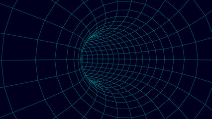 Futuristic abstract frame tunnel. 3D hole grid background. For website and banner design. Big data visualization. Vector illustration.